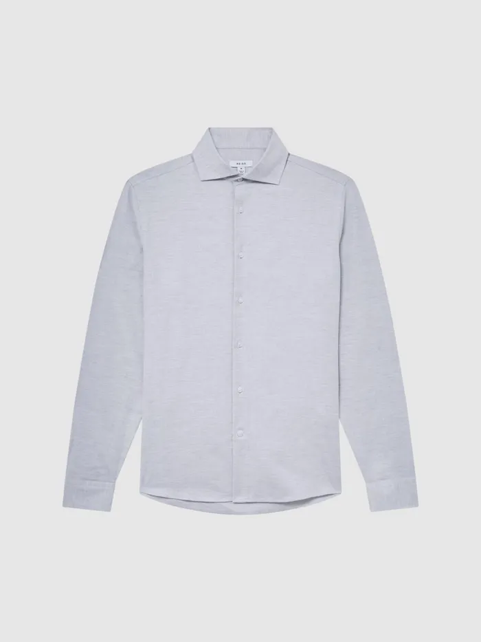Reiss Shirts Belief Slim Fit Flannel Shirt Grey Melange 8211 Men