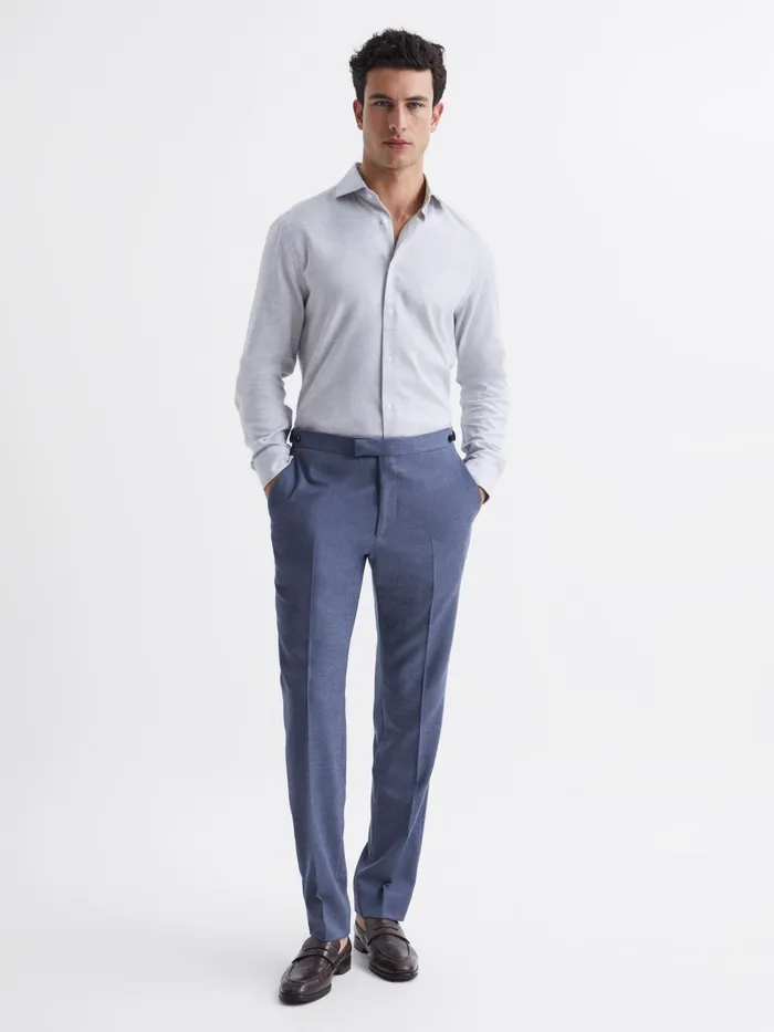 Reiss Shirts Belief Slim Fit Flannel Shirt Grey Melange 8211 Men