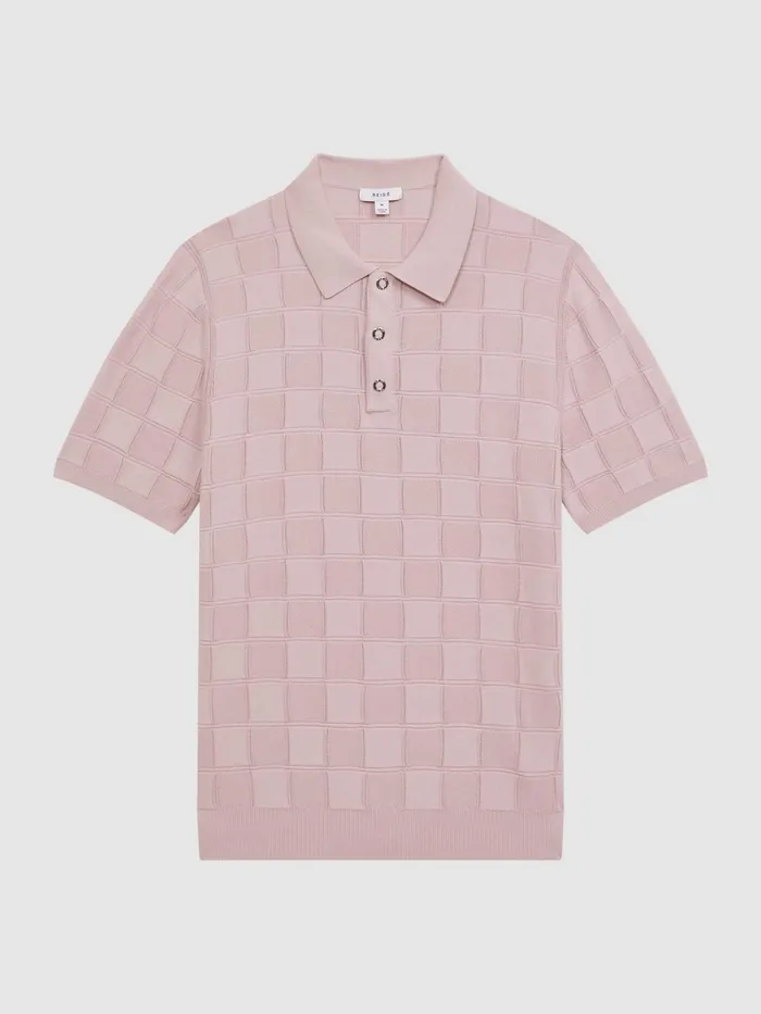Reiss Shirts Blaze Cotton PressStud Polo TShirt Soft Pink 8211 Men