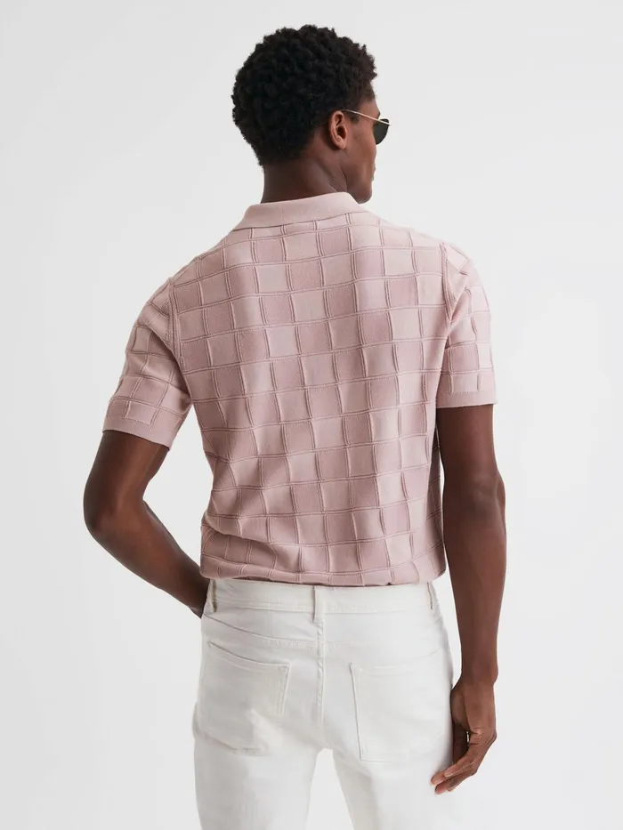Reiss Shirts Blaze Cotton PressStud Polo TShirt Soft Pink 8211 Men