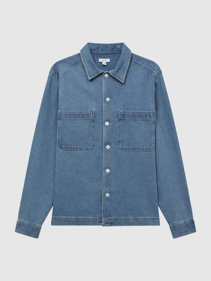 Reiss Shirts Colarado Washed Denim Button Down Shirt Indigo 8211 Men