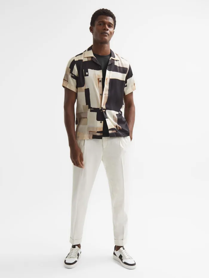 Reiss Shirts Deekay Cuban Collar Abstract Print Shirt Multi 8211 Men