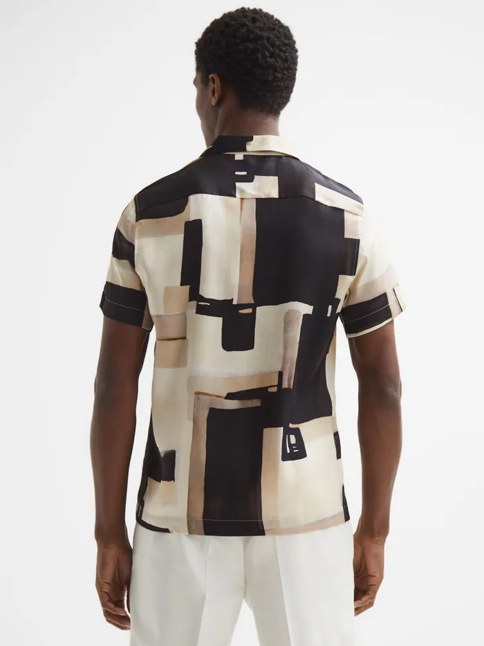 Reiss Shirts Deekay Cuban Collar Abstract Print Shirt Multi 8211 Men