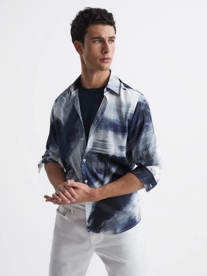 Reiss Shirts Dissly Slim Fit Printed Shirt Navymulti 8211 Men