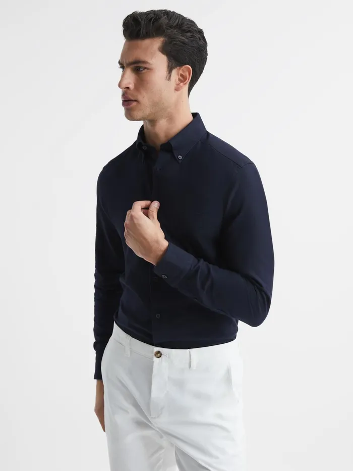 Reiss Shirts Greenwich Soft Wash Button Down Oxford Shirt Navy 8211 Men