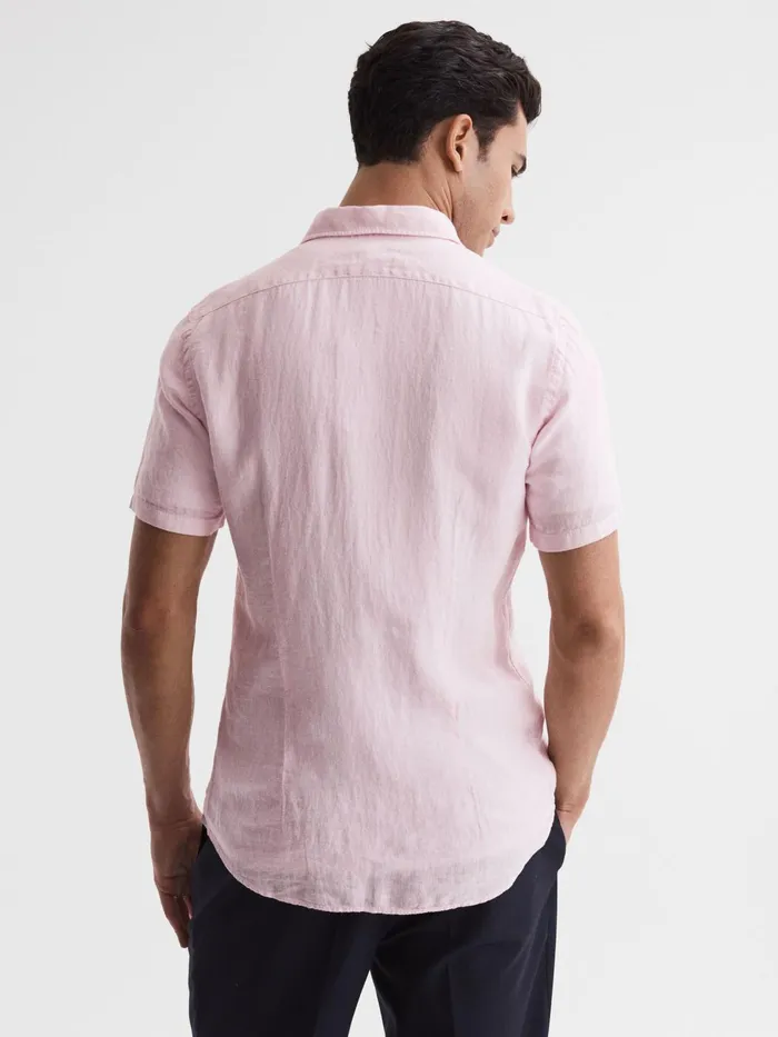 Reiss Shirts Holiday Linen Slim Fit Shirt Soft Pink 8211 Men