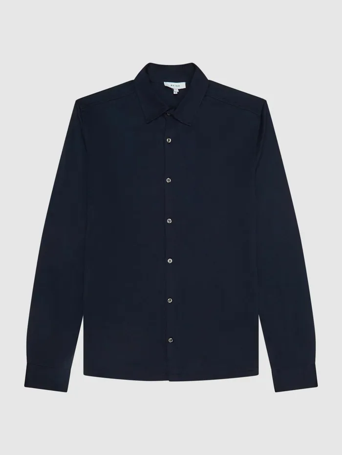 Reiss Shirts King Mercerised Cotton Shirt Navy 8211 Men