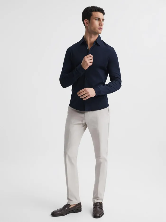Reiss Shirts King Mercerised Cotton Shirt Navy 8211 Men