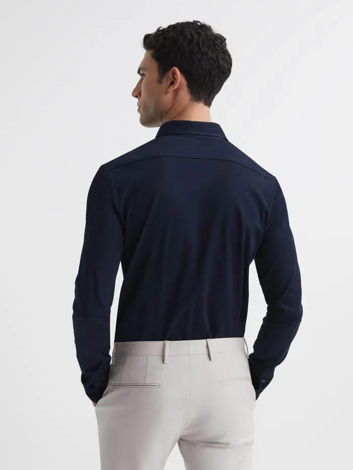 Reiss Shirts King Mercerised Cotton Shirt Navy 8211 Men