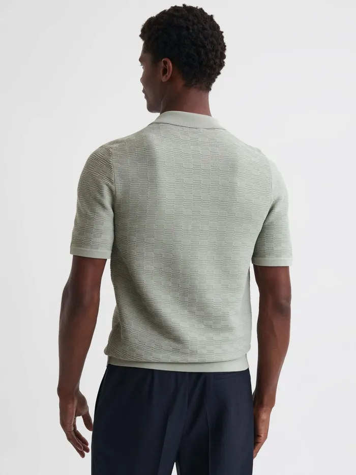 Reiss Shirts Lunar Textured Cuban Collar ButtonThrough Shirt Sage 8211 Men