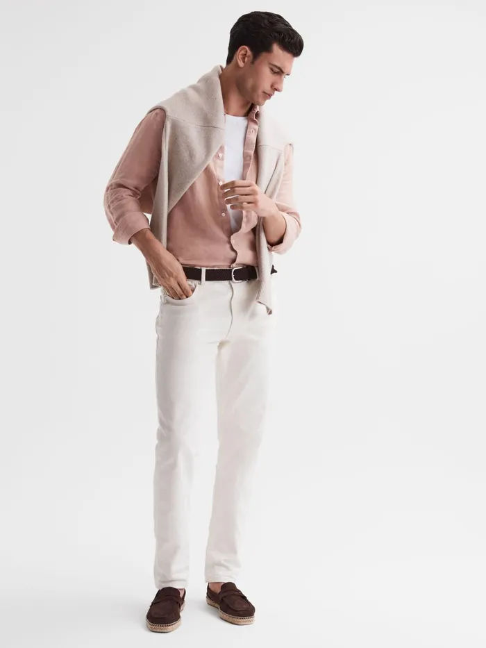 Reiss Shirts Ruban Linen Long Sleeve Shirt Dust Pink 8211 Men