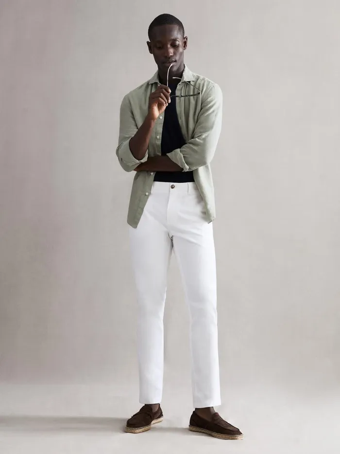 Reiss Shirts Ruban Linen Long Sleeve Shirt Sage 8211 Men