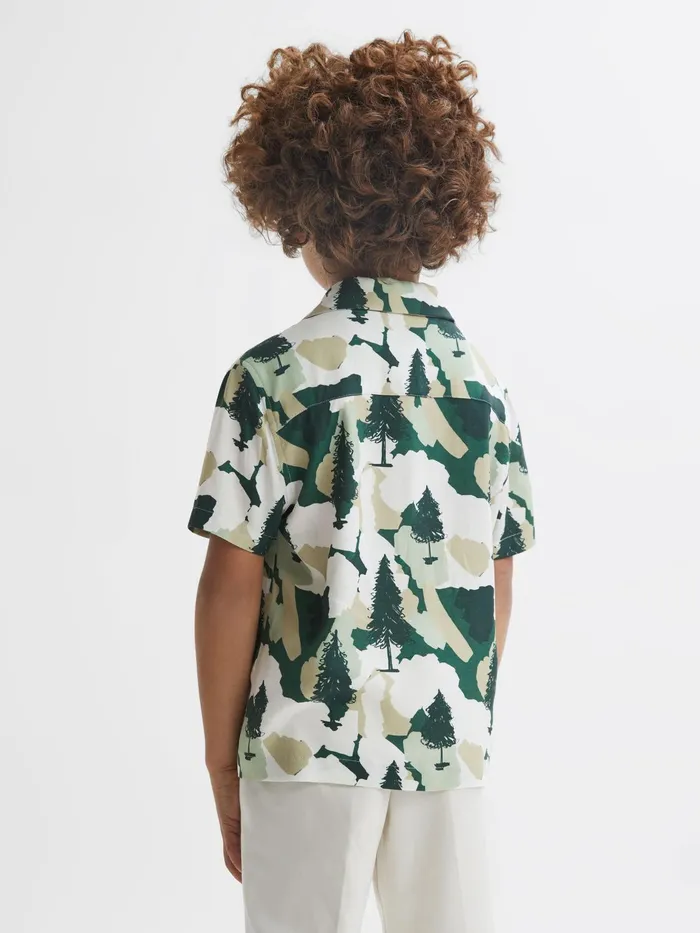 Reiss Shirts Saxon Cuban Collar Short Sleeve Shirt Green 8211 Children