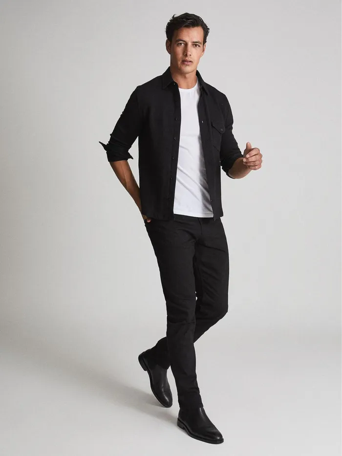 Reiss Shirts Scott Cotton Wool Blend Overshirt Black 8211 Men