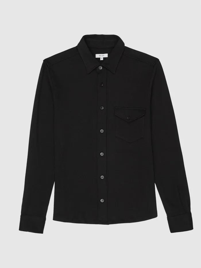 Reiss Shirts Scott Cotton Wool Blend Overshirt Black 8211 Men