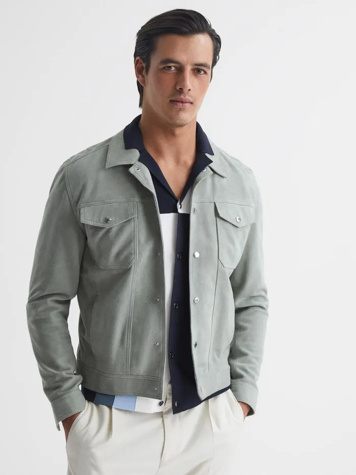 Reiss Shirts Suffolk Cuban Collar Colourblock Shirt Navy 8211 Men