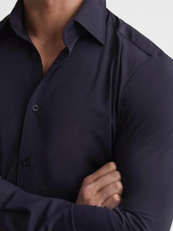 Reiss Shirts Voyager Regular Fit Travel Shirt Navy 8211 Men