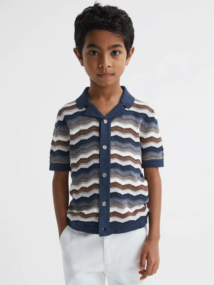 Reiss Shirts Whiteley Cuban Collar Printed Shirt Multi 8211 Children