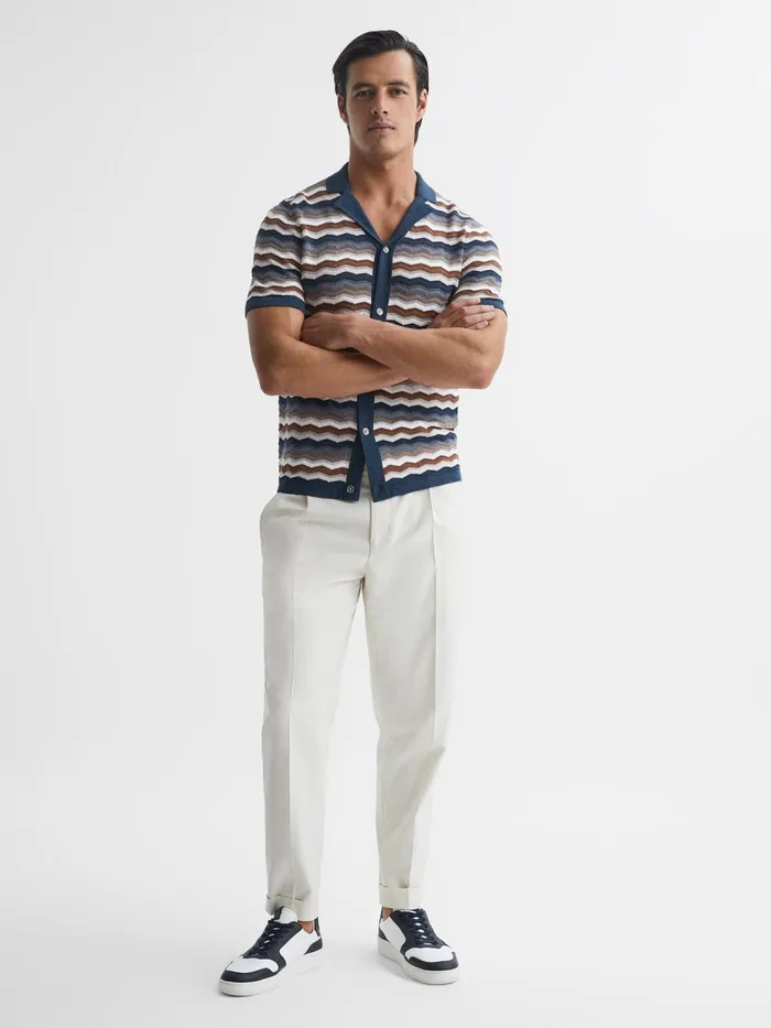 Reiss Shirts Whiteley Cuban Collar Printed Shirt Multi 8211 Men
