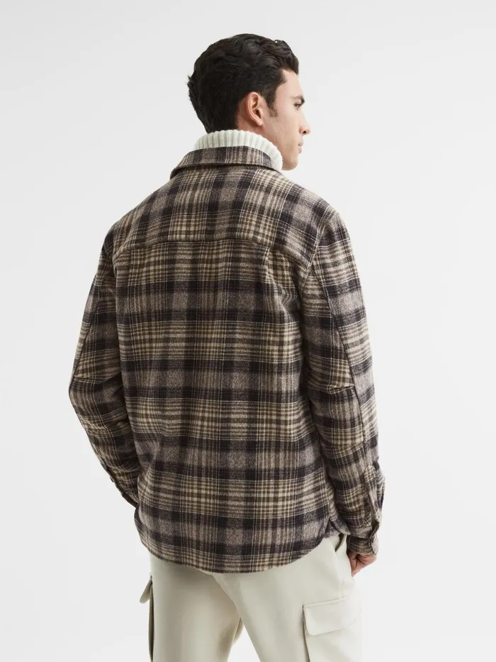 Reiss Shirts Wilbur Paige Cotton Checked Overshirt Dark Hilside 8211 Men