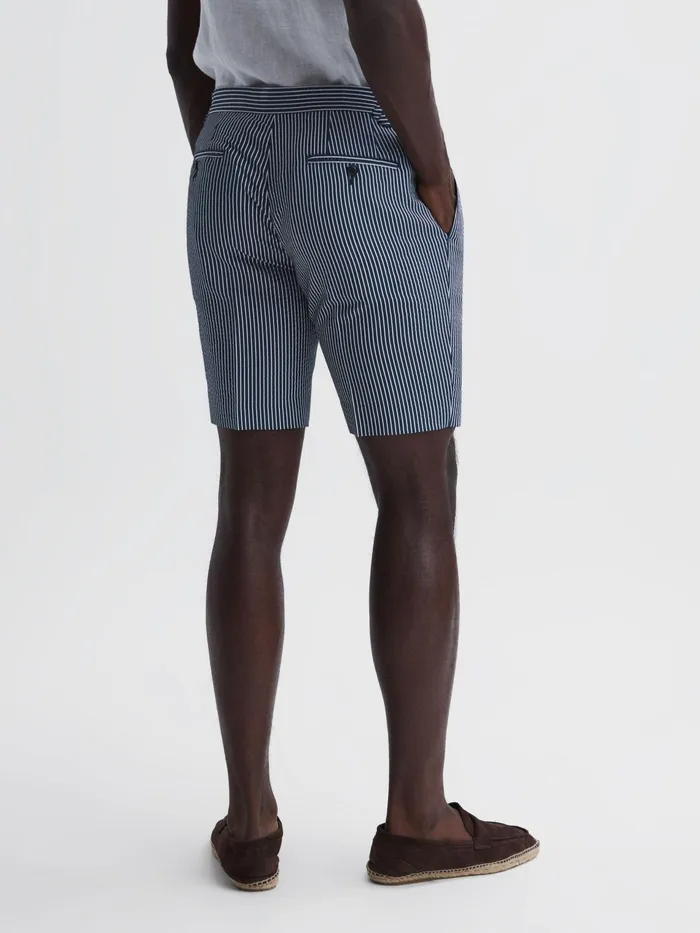Reiss Shorts Archie Striped Side Adjuster Shorts Navywhite 8211 Men