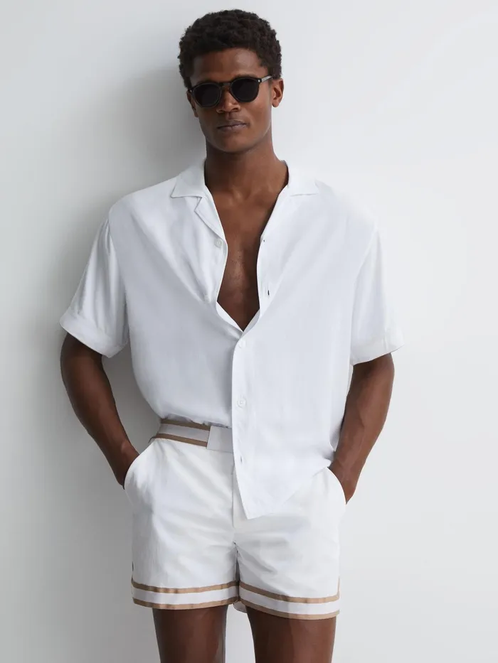 Reiss Shorts Baller Reiss Ch Elasticated Waist Contrast Swim Shorts Neutralwhite 8211 Men
