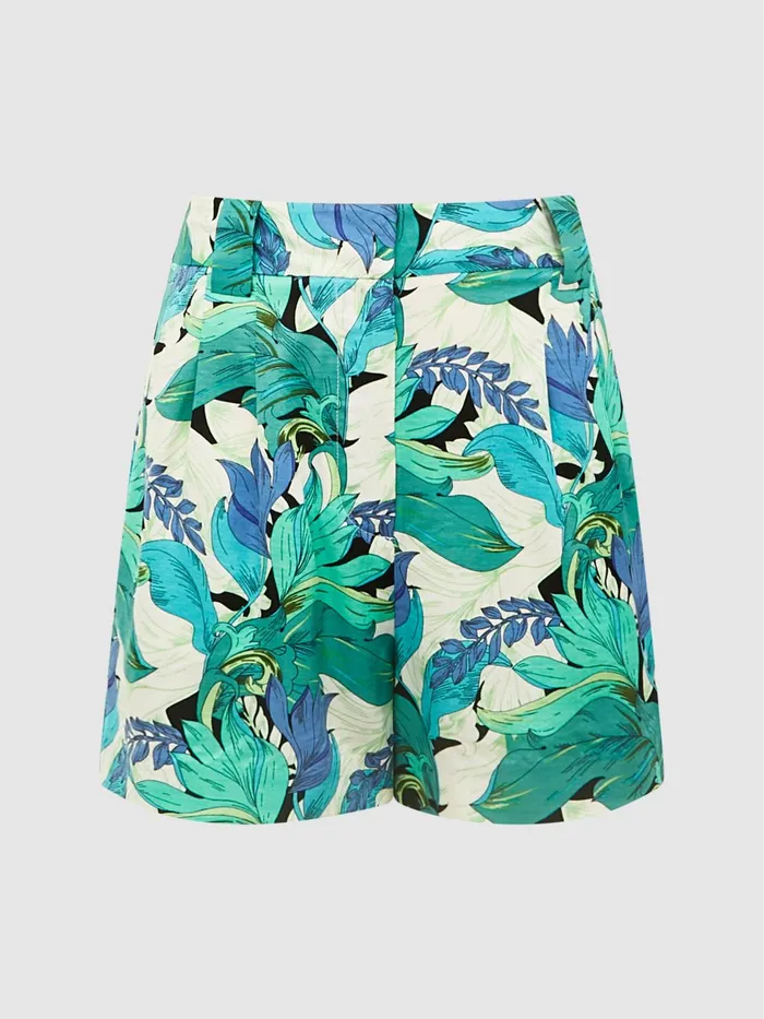 Reiss Shorts Dana Mid Rise Printed Shorts Aquamarine 8211 Women