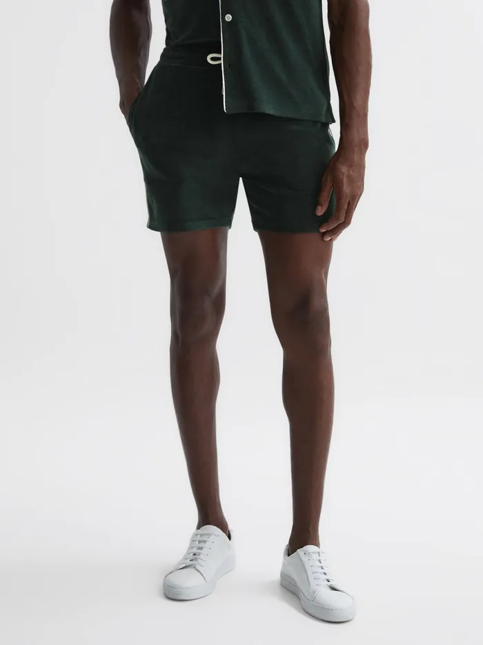 Reiss Shorts Fredericks Towelling Drawstring Shorts Dark Green 8211 Men