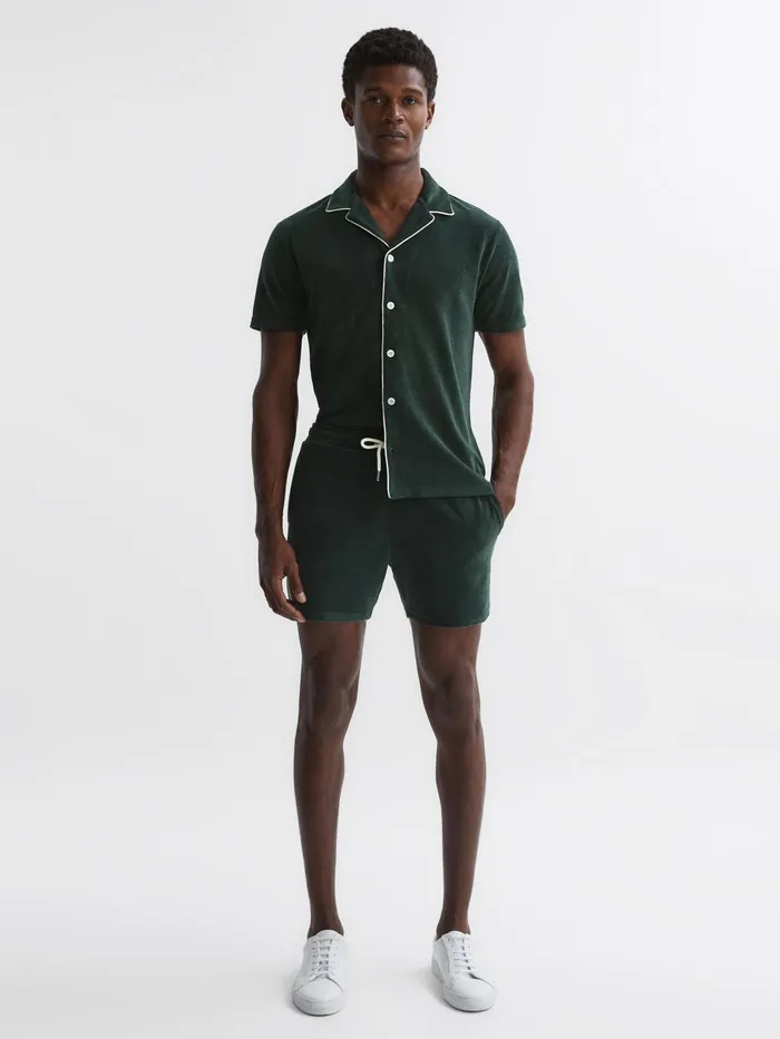 Reiss Shorts Fredericks Towelling Drawstring Shorts Dark Green 8211 Men
