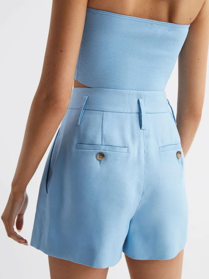 Reiss Shorts Hollie Linen Pleat Front Shorts Blue 8211 Women