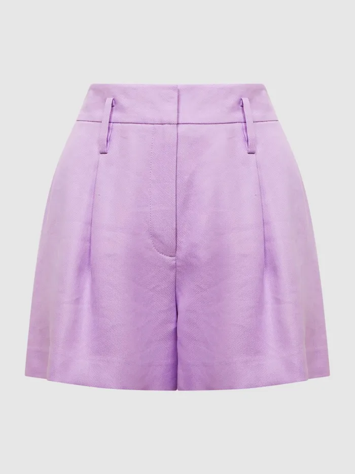 Reiss Shorts Hollie Linen Pleat Front Shorts Lilac 8211 Women