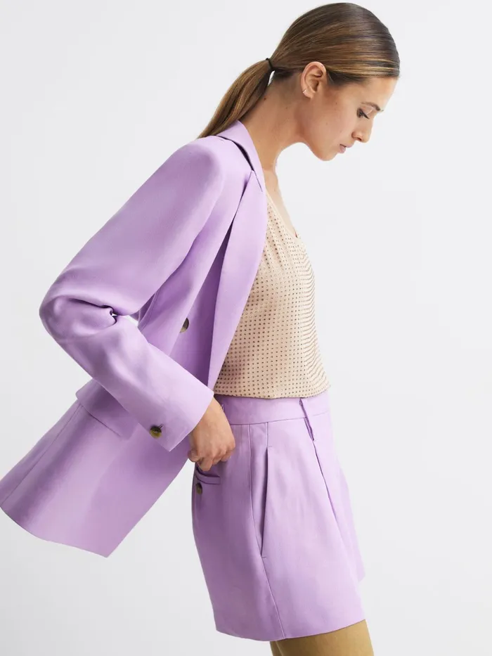 Reiss Shorts Hollie Linen Pleat Front Shorts Lilac 8211 Women