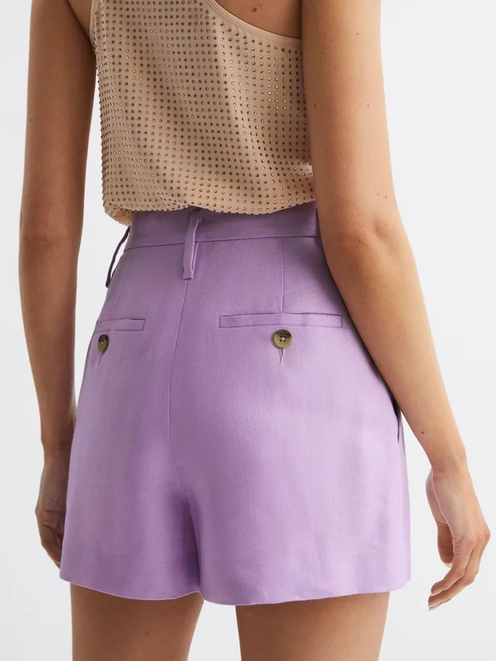 Reiss Shorts Hollie Linen Pleat Front Shorts Lilac 8211 Women