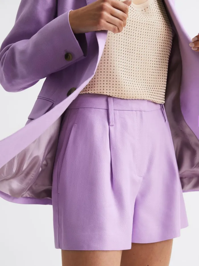 Reiss Shorts Hollie Linen Pleat Front Shorts Lilac 8211 Women