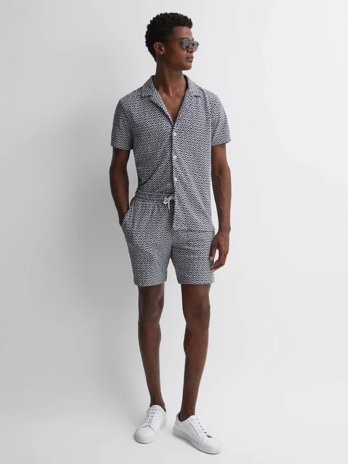 Reiss Shorts Jenkin Terrycloth Drawstring Shorts Navywhite 8211 Men