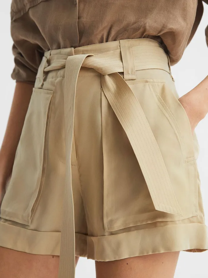 Reiss Shorts Joanie Mid Rise Utility Shorts Neutral 8211 Women