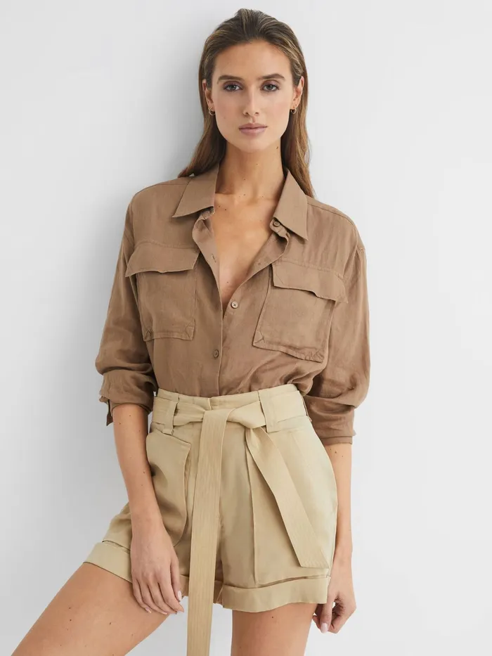 Reiss Shorts Joanie Mid Rise Utility Shorts Neutral 8211 Women