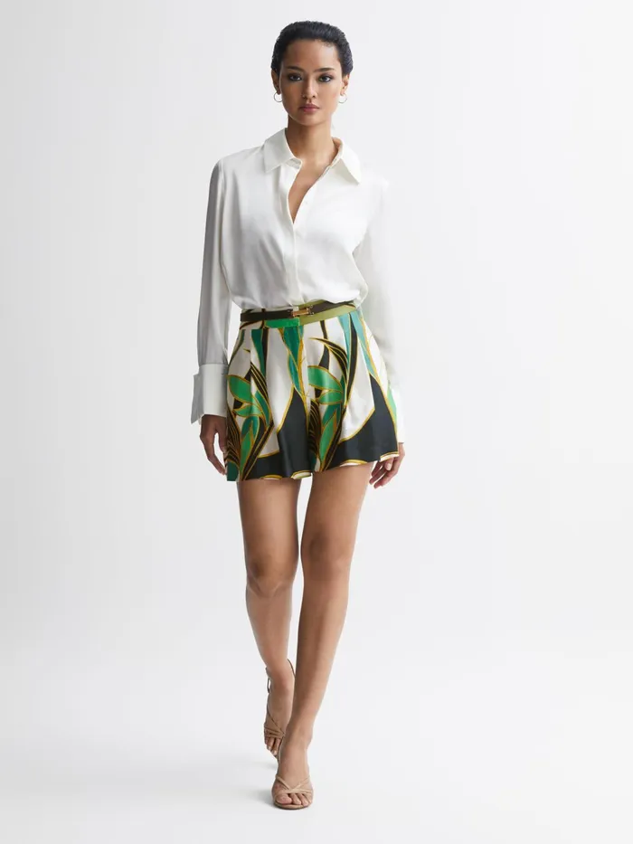 Reiss Shorts Luna Mid Rise Printed Shorts Green Print 8211 Women