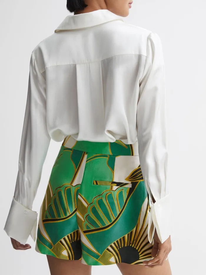 Reiss Shorts Luna Mid Rise Printed Shorts Green Print 8211 Women