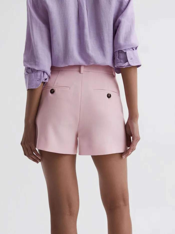Reiss Shorts Marina Pleated Tailored Shorts Pink 8211 Women