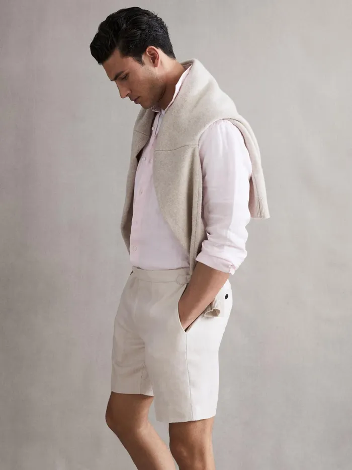 Reiss Shorts Searcy Linen Side Adjuster Shorts Oatmeal 8211 Men