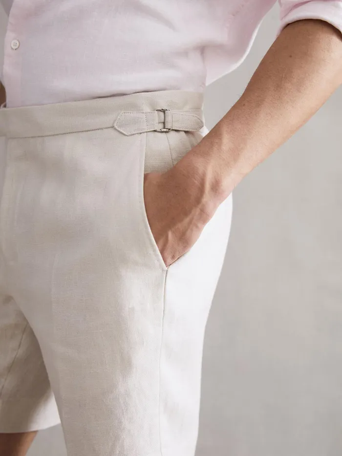 Reiss Shorts Searcy Linen Side Adjuster Shorts Oatmeal 8211 Men