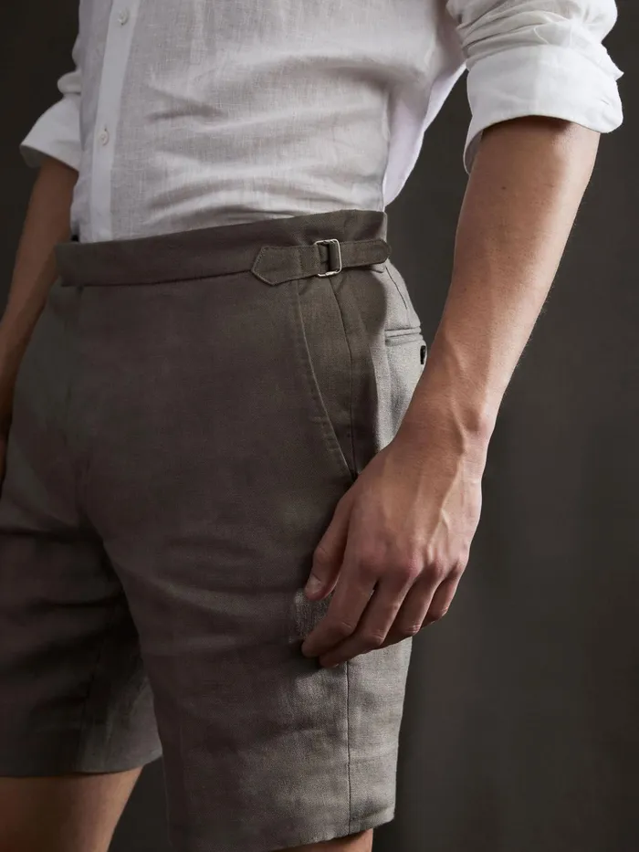 Reiss Shorts Searcy Linen Side Adjuster Shorts Olive 8211 Men
