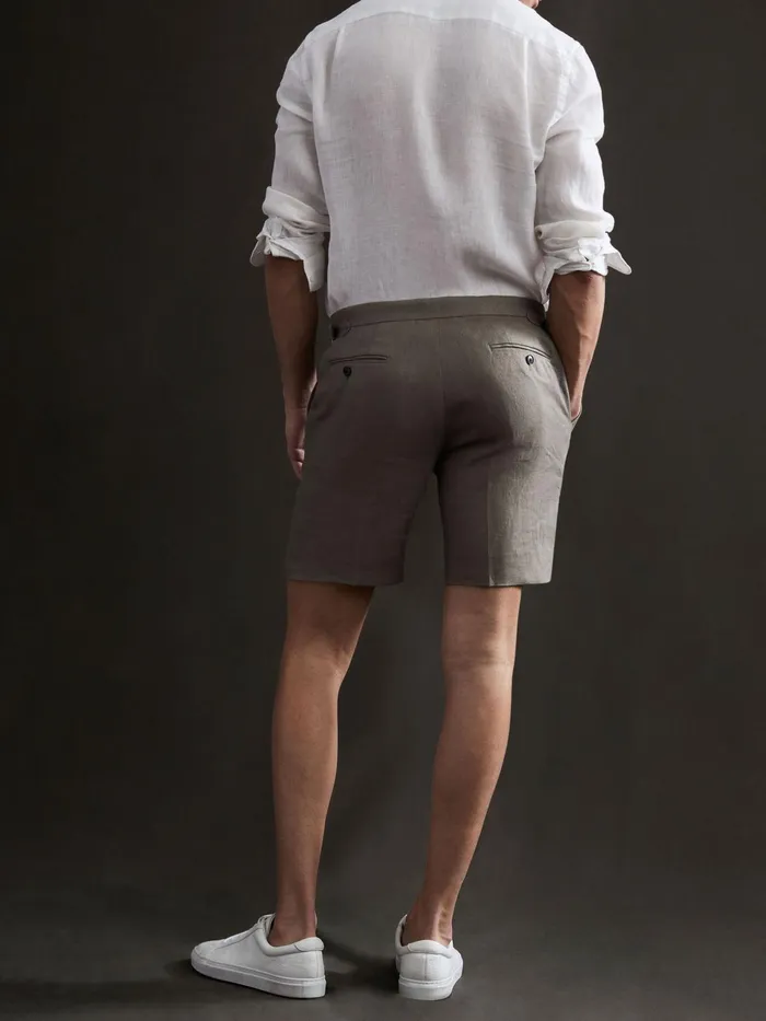 Reiss Shorts Searcy Linen Side Adjuster Shorts Olive 8211 Men