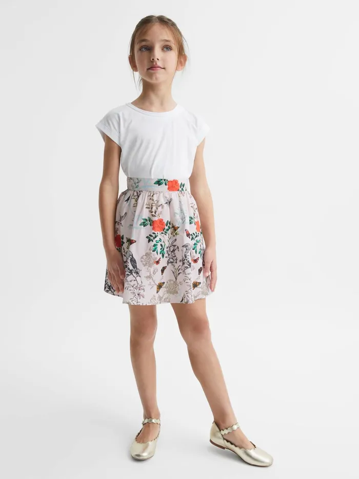 Reiss Skirts Amie Floral Printed High Rise Skirt Ivory Print 8211 Children