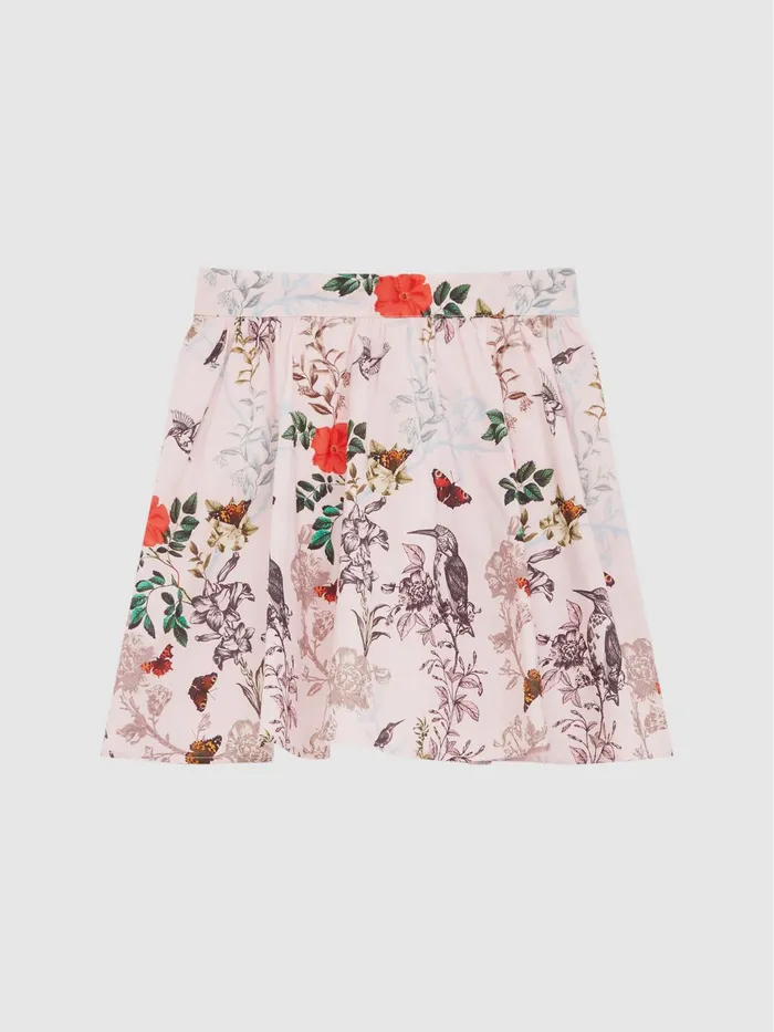 Reiss Skirts Amie Floral Printed High Rise Skirt Ivory Print 8211 Children