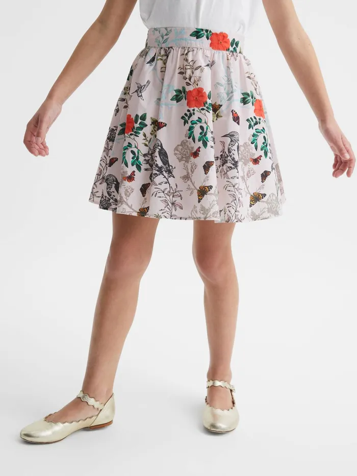 Reiss Skirts Amie Floral Printed High Rise Skirt Ivory Print 8211 Children