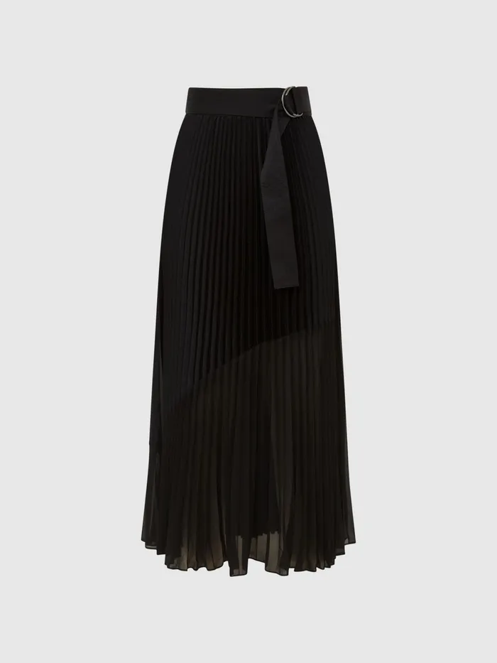 Reiss Skirts Anya Pleated Midi Skirt Black 8211 Women