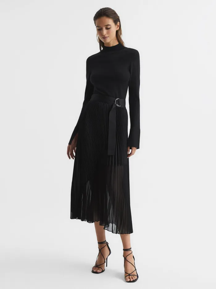 Reiss Skirts Anya Pleated Midi Skirt Black 8211 Women