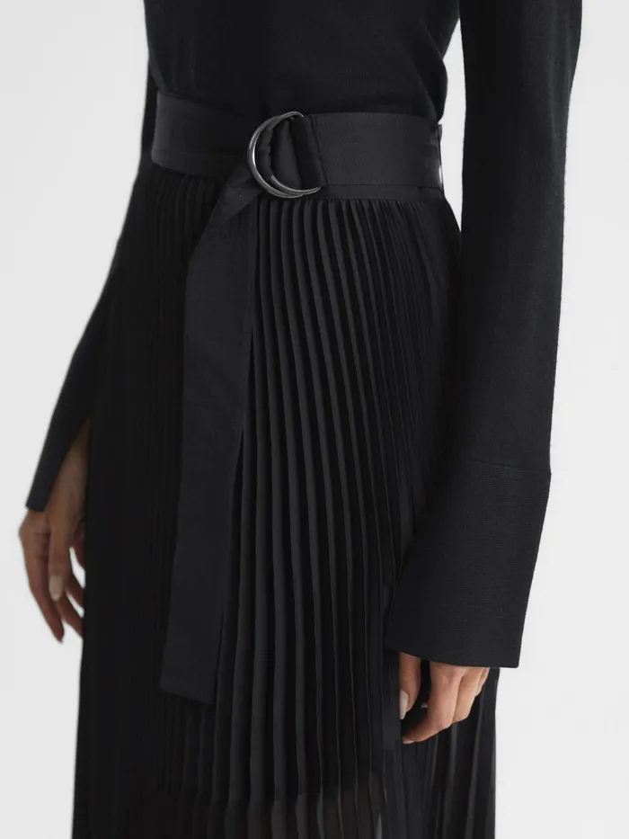 Reiss Skirts Anya Pleated Midi Skirt Black 8211 Women